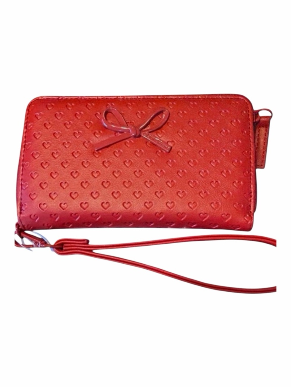 Betsey Johnson XOKara Perforated Red Hearts ZA Wallet Card Wristlet, NWT